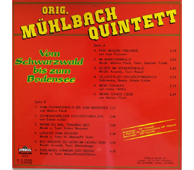 Orig. Mhlbach Quintett - Vom Schwarzwald bis zum Bodensee LP