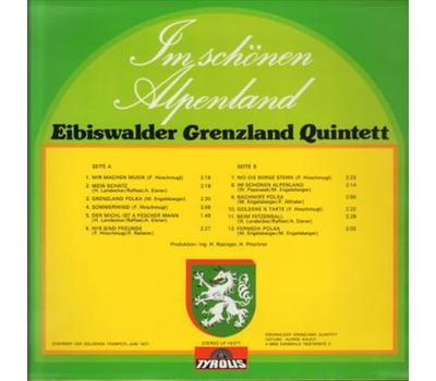 Eibiswalder Grenzland Quintett - Im schnen Alpenland 1977 LP