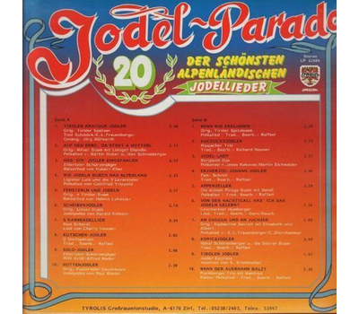 Jodel-Parade 20 der schnsten alpenlndischen Jodellieder 1984 LP Neu