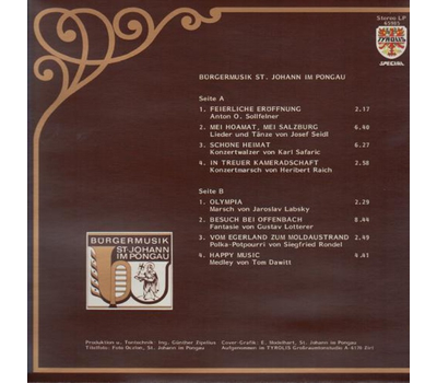 Brgermusik St. Johann im Pongau - Jubilumskonzert 150 Jahre 1985 LP Neu