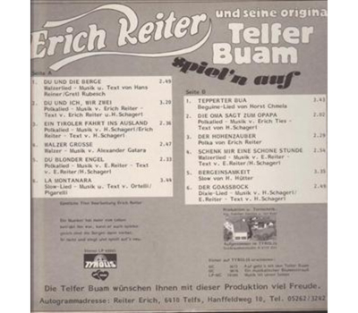 Erich Reiter und seine original Telfer Baum spieln auf 1985 LP Neu