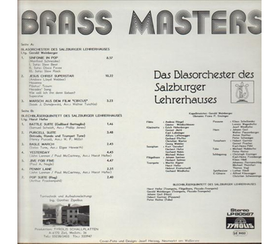 Blasorchester Brass Masters - Blasorchester des Salzburger Lehrerhauses 1987 LP Neu