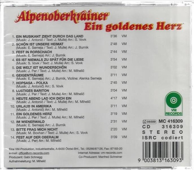 Alpenoberkrainer Alpski Kvintet - Ein goldenes Herz CD