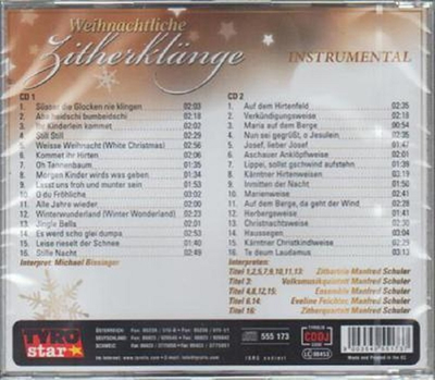 Weihnachtliche Zitherklnge Instrumental - 32 bekannte Weihnachtsmelodien 2CD