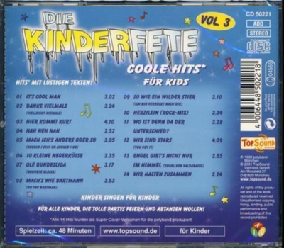 Die Kinderfete - Coole Hits fr Kids Vol. 3 CD Neu