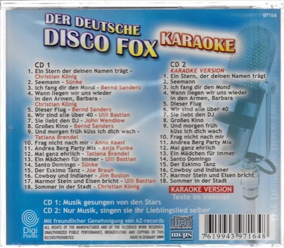 Der Deutsche Disco Fox Karaoke 2CD Neu