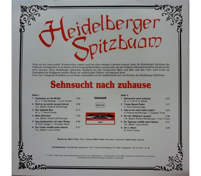 Heidelberger Spitzbuam - Sehnsucht nach zuhause LP