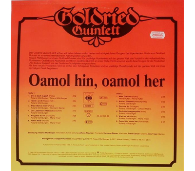 Goldried Quintett - Oamol hin, oamol her LP