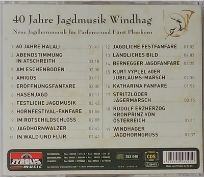 40 Jahre Jagdmusik Windhag - Neue Jagdhornmusik fr Parforce- und Frst Plesshorn