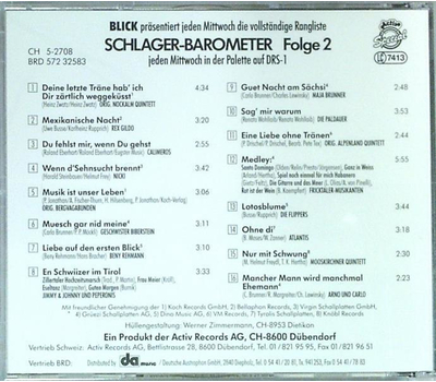 Die Publikums-Lieblinge aus dem Schlager-Barometer Folge 2 1990er CD Neu