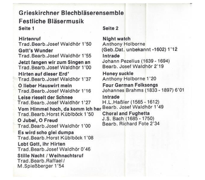 Grieskirchner Blechblserensemble - Festliche Blsermusik