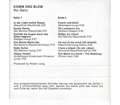 Ric Gerty - Komm und bleib incl. Im out of my mind (Oh Aloah) 1977 MC Neu