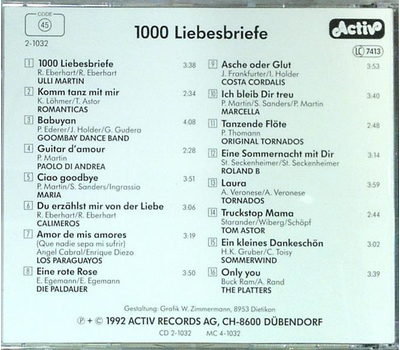 1000 Liebesbriefe - Zrtliche Schlager 1992 CD Neu