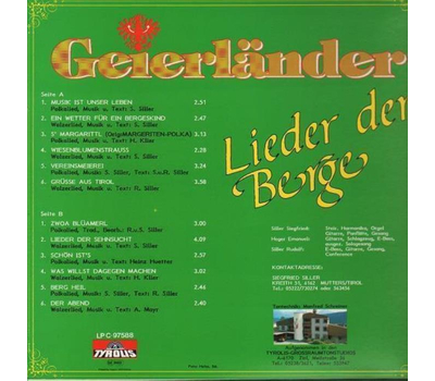 Geierlnder - Lieder der Berge 1988 LP Neu