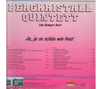 Bergkristall Quintett - Ja, ja so schn wie heut 25 Jahre (LP Neu)