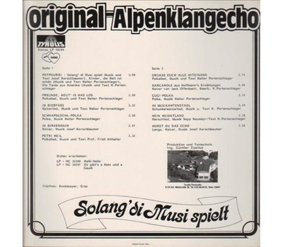 Orig. Alpenklangecho - Solang di Musi spielt 1984 LP