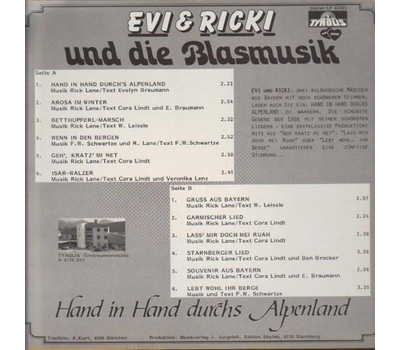 Evi & Ricki - Hand in Hand durchs Alpenland LP 1985 Neu