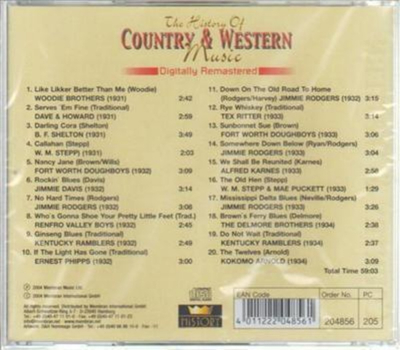 The History of Country & Western Music (Volume 04) 1931 1932 1933 1934 CD