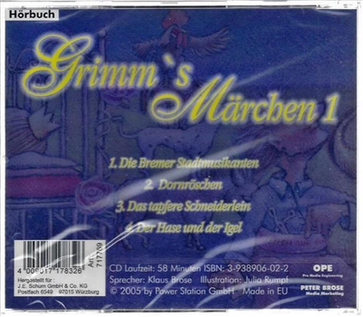 Grimms M�rchen 1 - Bremer Stadtmusikanten / Dornr�schen / tapfere Schneiderlein / Hase + Igel CD Neu
