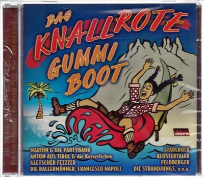 Er hat ein knallrotes Gummiboot