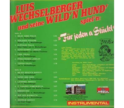 Luis Wechselberger und seine Wildn Hund spieln - Fr jeden a Stckl Instrumental LP 1988 Neu